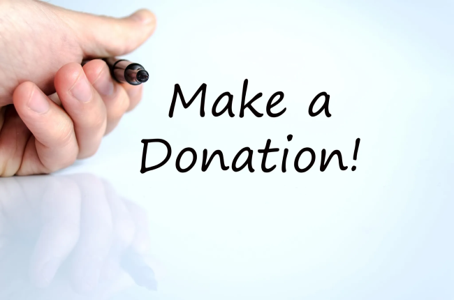 Make a donation text concept isolated over white background